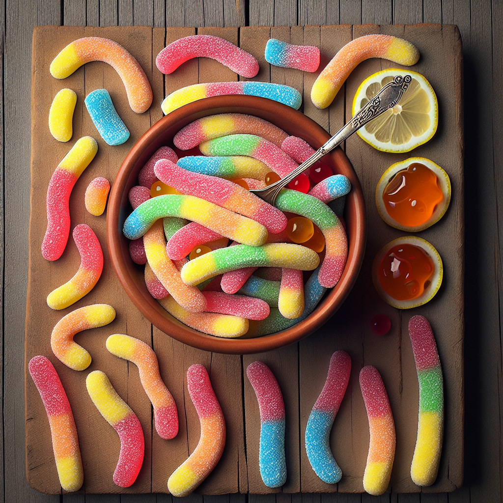 Sour gummy worms
